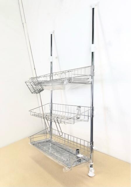 新品☆幅55.5cm♪突っ張りキッチンの水切り、収納ラック☆k186_6