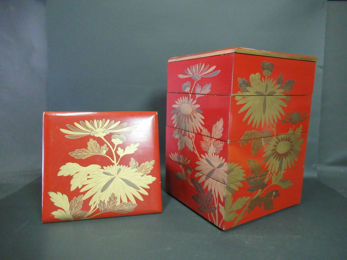 重箱 輪島塗 工芸品 漆器 蒔絵 螺鈿 時代漆器宗清 五段重箱 二枚 沈金