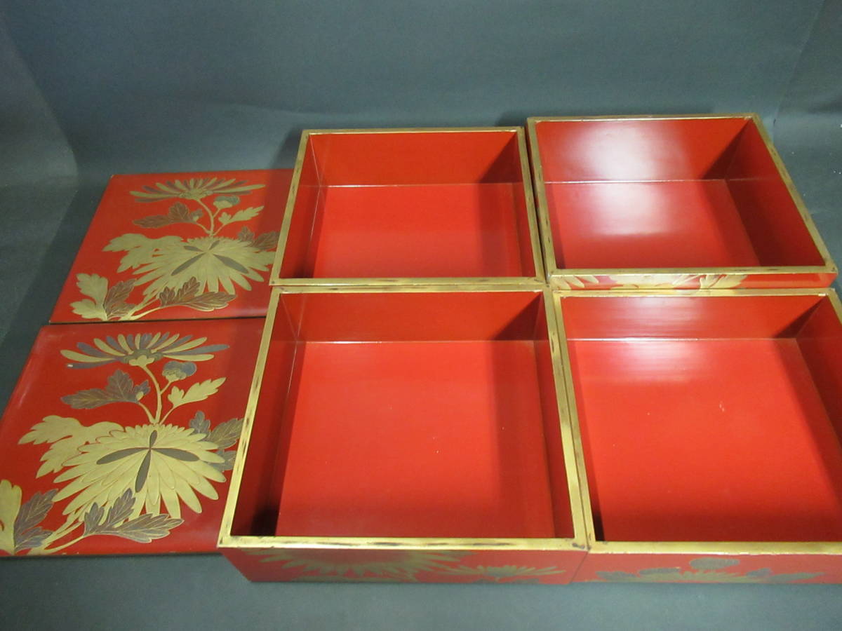 重箱 輪島塗 工芸品 漆器 蒔絵 螺鈿 時代漆器宗清 五段重箱 二枚 沈金
