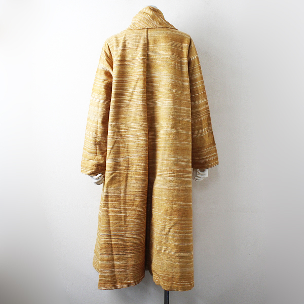 美品 USAATO うさと 手織り 天然草木染め ビッグカラー ロングコート 