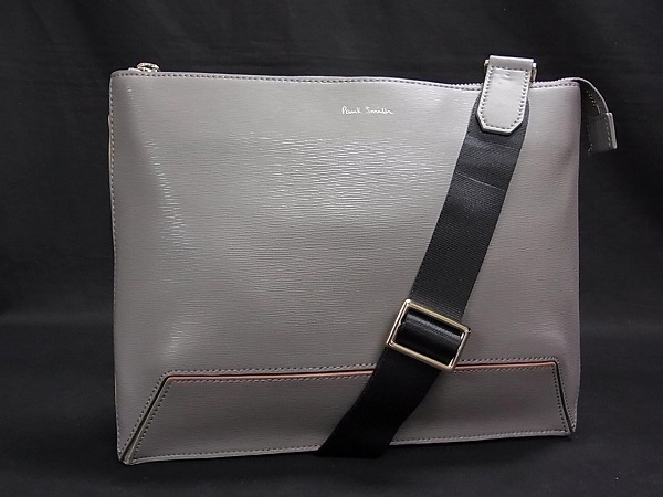 1円 ■美品■ Paul Smith ポールスミス レザー ゴールド金具 2WAY クラッチバッグ セカンドバッグ ショルダー グレージュ系 S0437WN