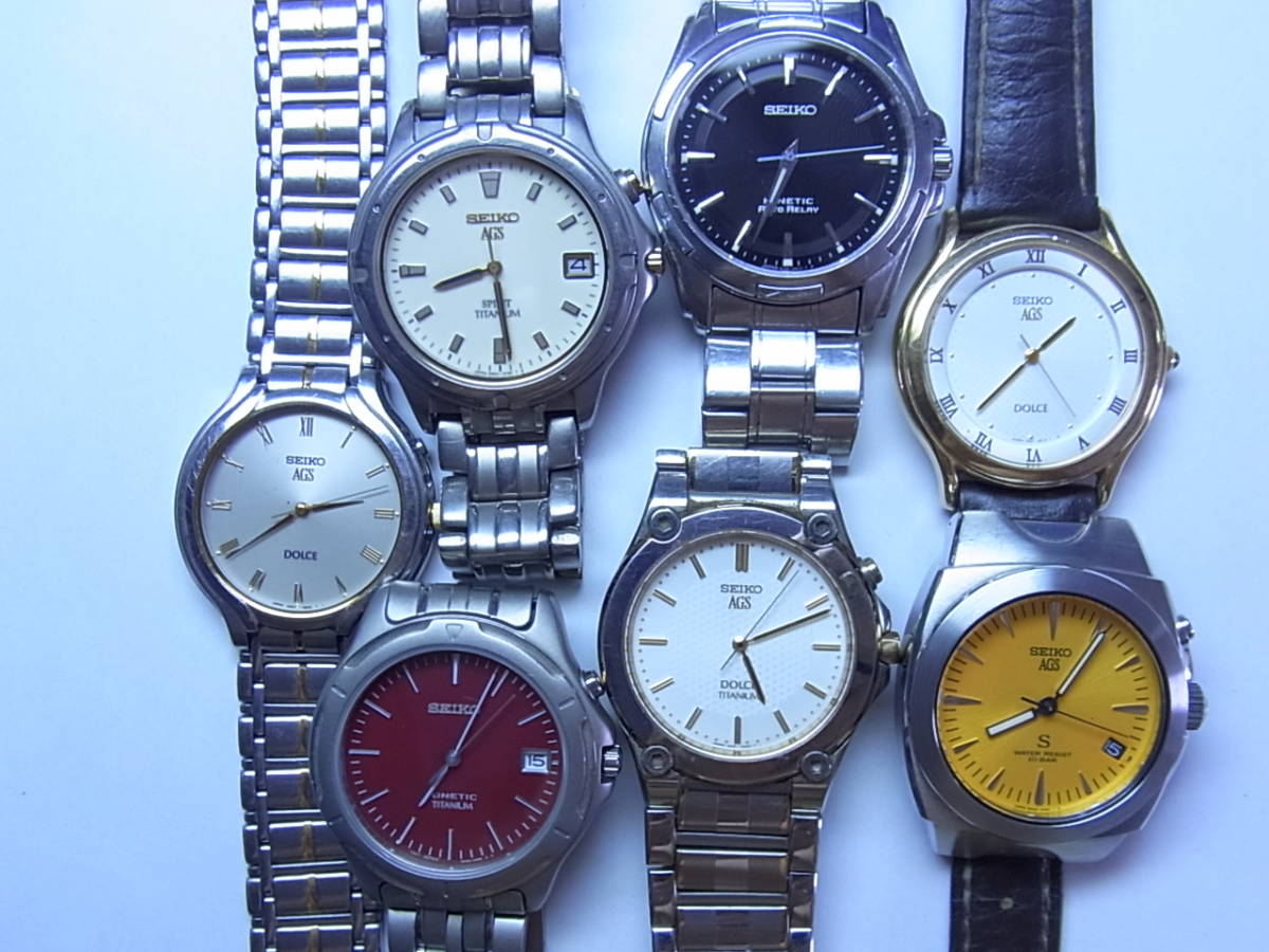 100円～稼働ジャンク 7個 SEIKOセイコー AGS キネティック メンズ