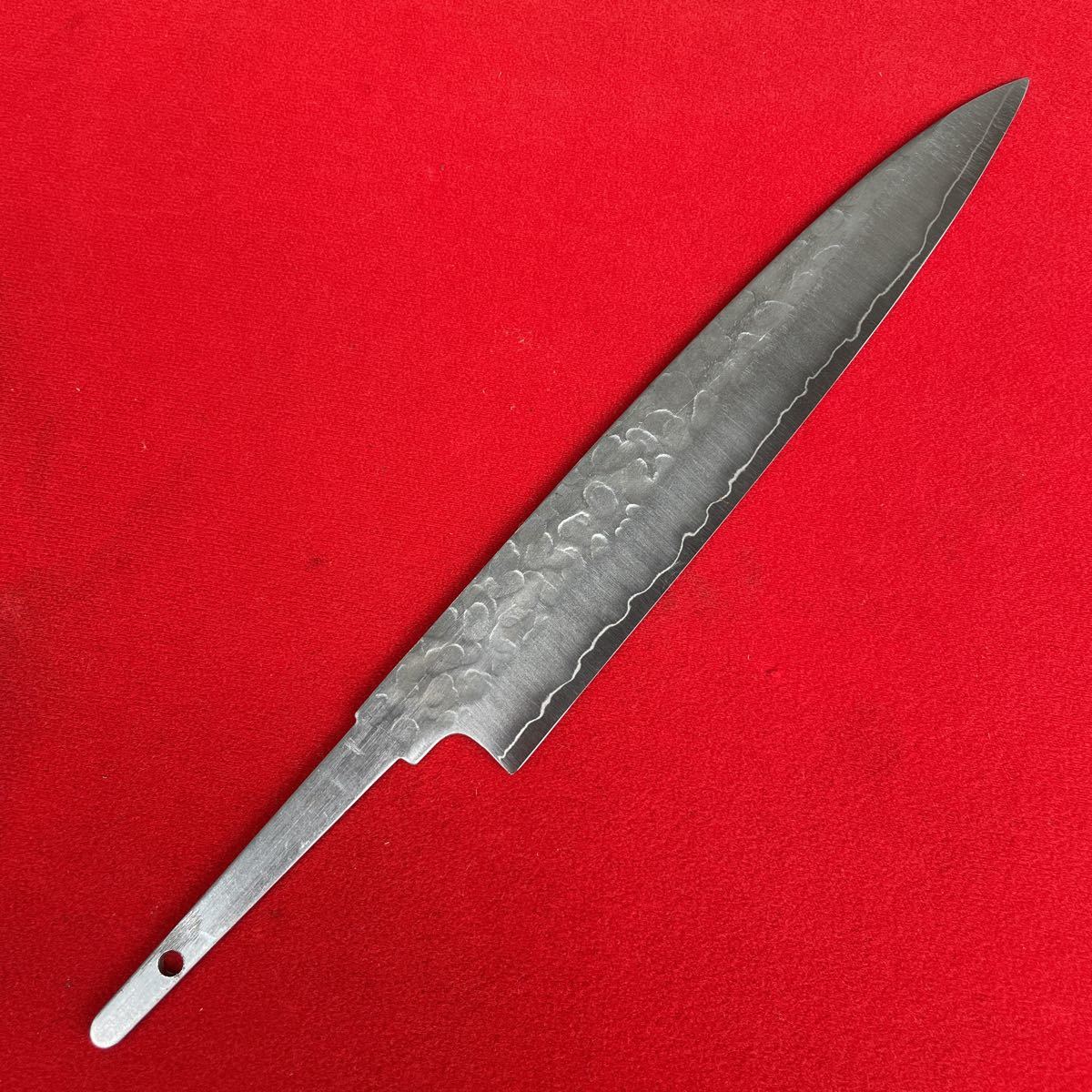【1円スタート 新品 土佐打ち刃物】刺身包丁 柳刃包丁 両刃 槌目 柄なし 