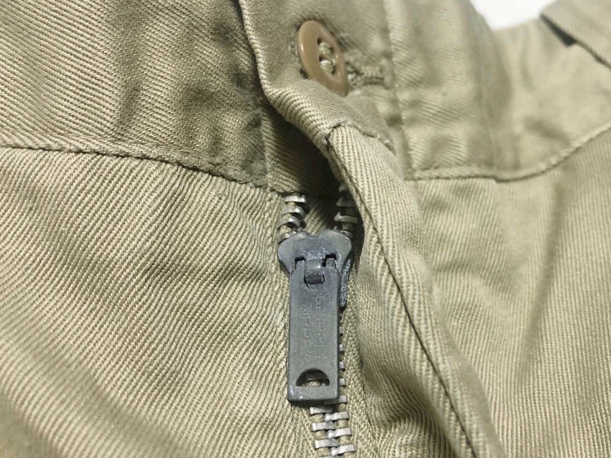 美品 W32【60s ビンテージ US ARMY カーキ チノパン 1964 GRIPPER ジップ】米軍 実物 ミリタリー ベイカー ワークパンツ アメリカ USA USMC US ARMY W36 Pants Baker 米軍