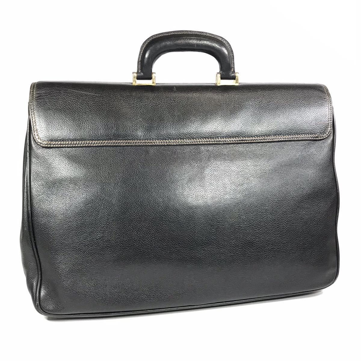 ダンヒル】本物 dunhill ビジネスバッグ 黒 ロゴ金具 ブリーフケース 