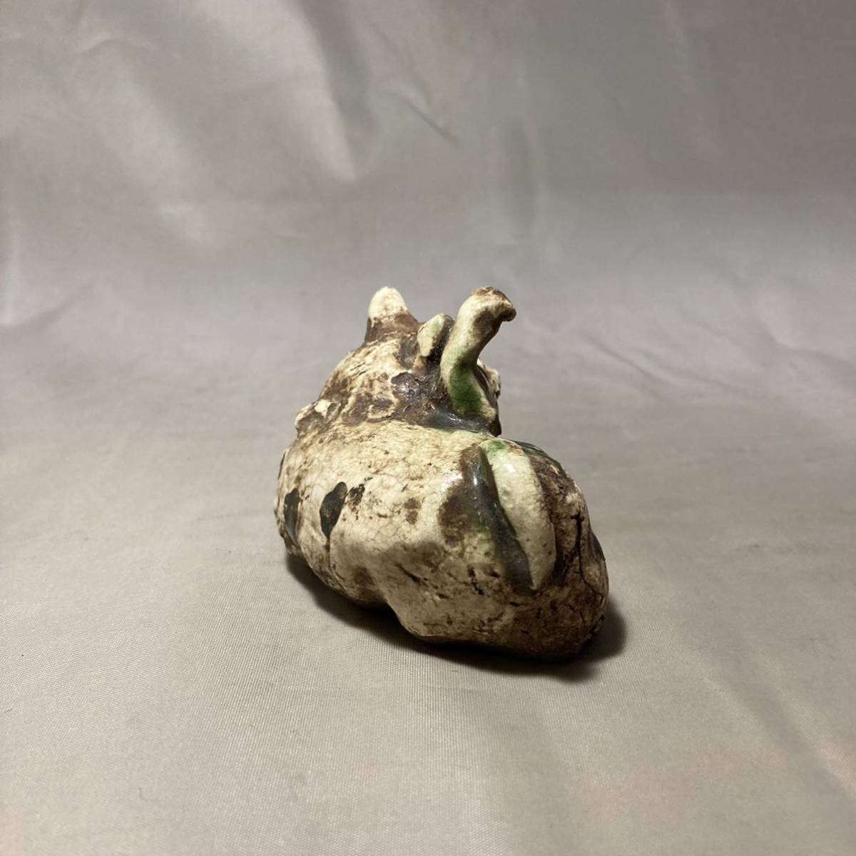 古玩 骨董 古い 招き猫 美濃 織部焼 土人形 珍品 焼きもの 縁起物 猫