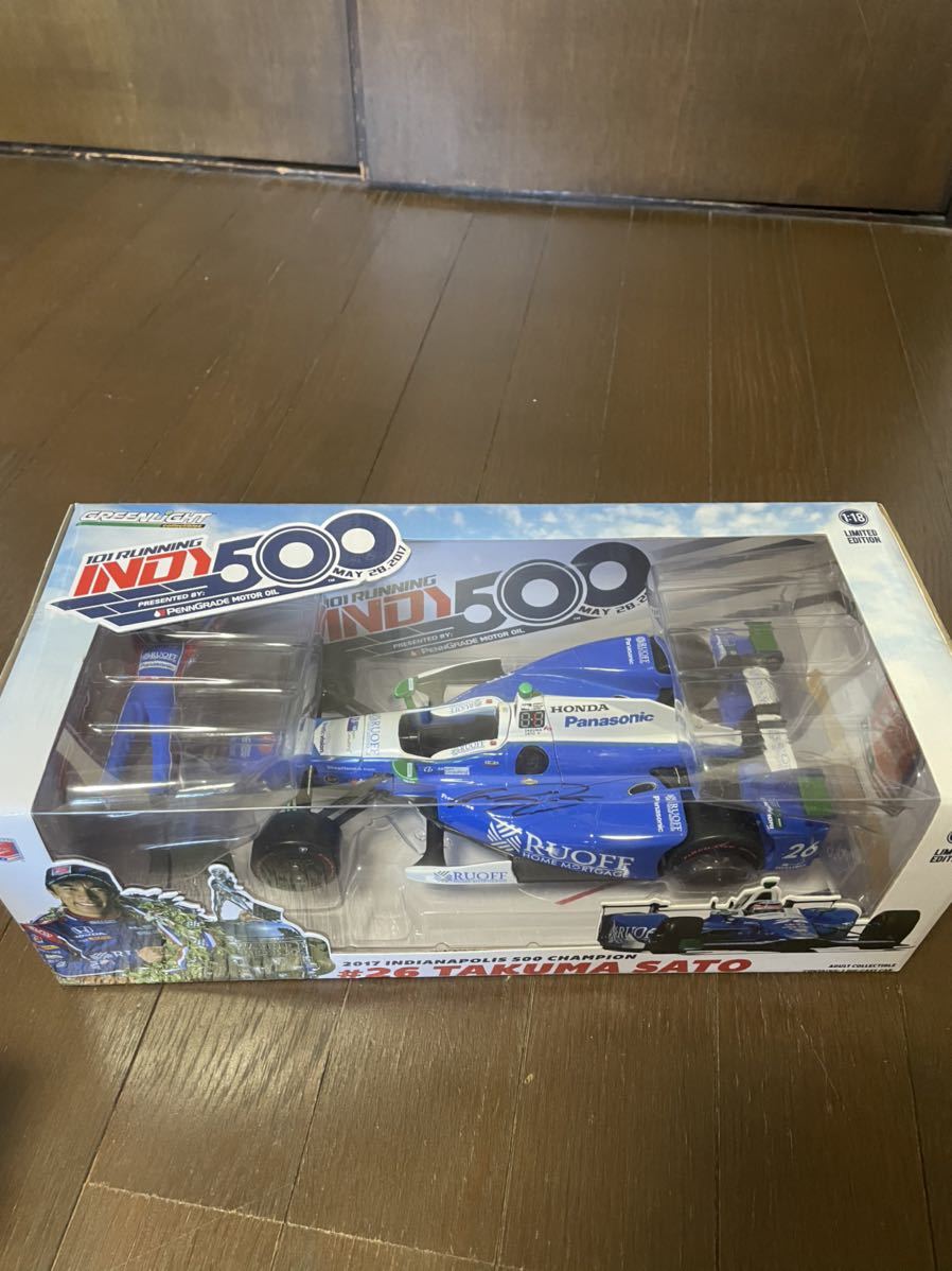 グリーンライト 1/18 インディ500 ウイナー 佐藤琢磨 ミニカー 直筆 