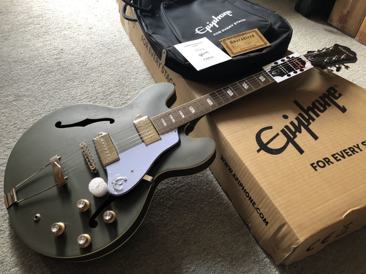 【低価，送料無料】 Epiphone Casino Worn Olive Drab エピフォン カジノ 新色 優良個体 付属品完備(エピフォン)｜売買されたオークション情報、yahooの商品情報をアーカイブ公開 - オークファン 本体
