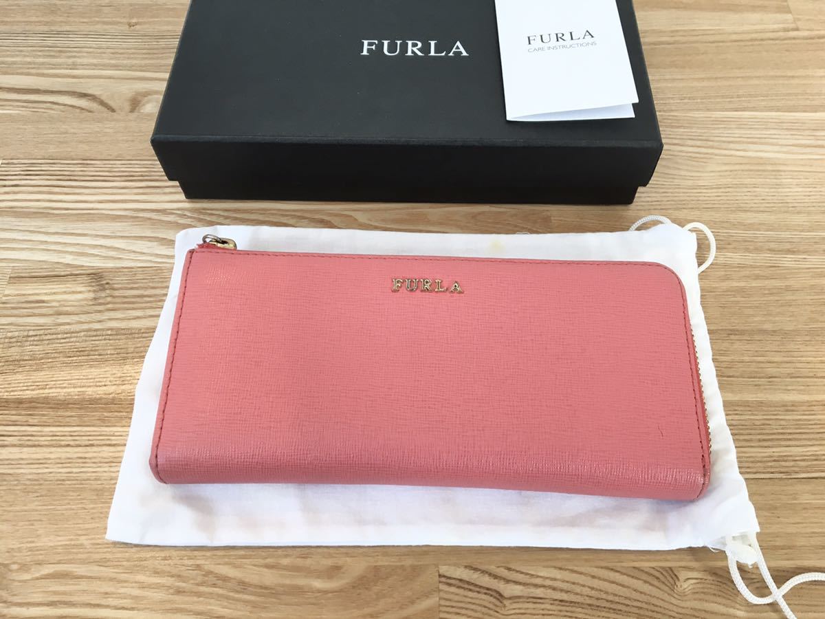 FURLA】フルラ 長財布 L字ファスナー 箱保存袋 ピンク系(長財布（小銭 