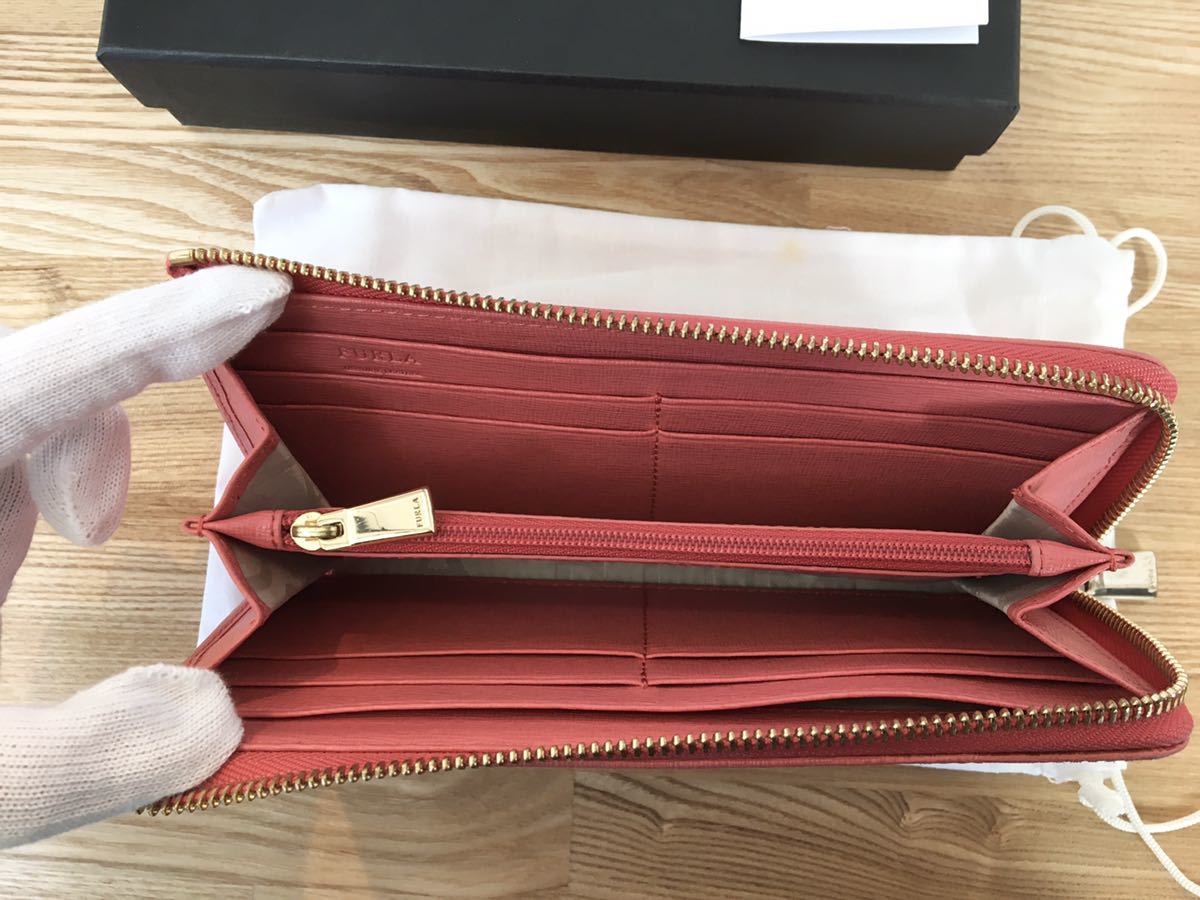 FURLA】フルラ 長財布 L字ファスナー 箱保存袋 ピンク系(長財布（小銭 