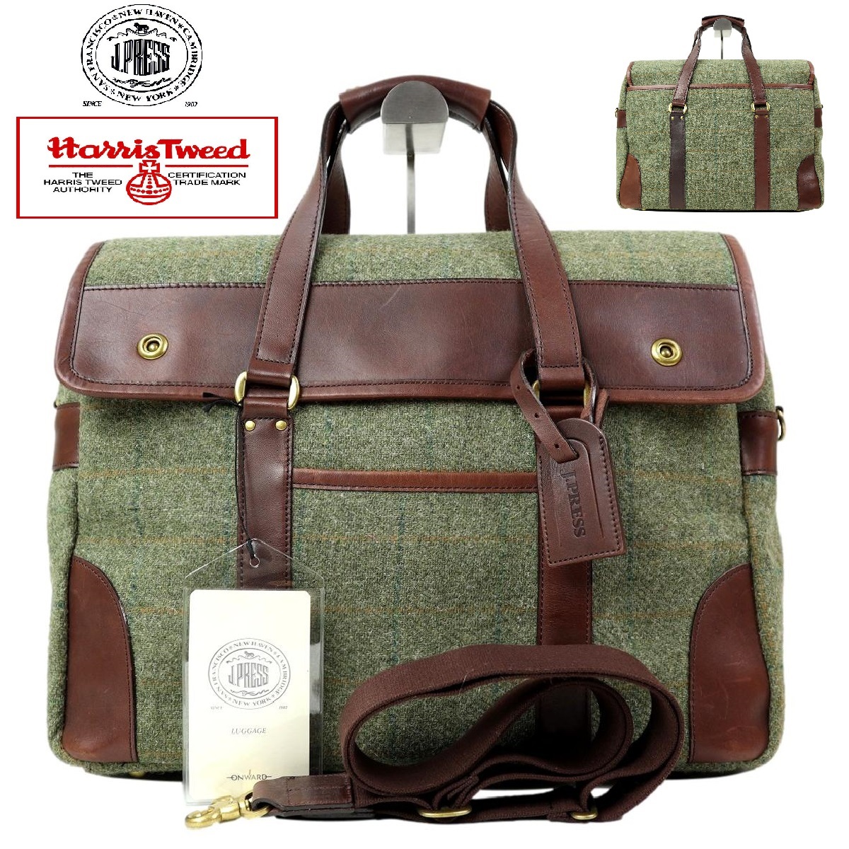【S1857】【新品】J.PRESS×HARRIS TWEED ジェイプレス ハリスツイード 2wayバッグ ショルダーバッグ ブリーフケース ビジネスバッグ