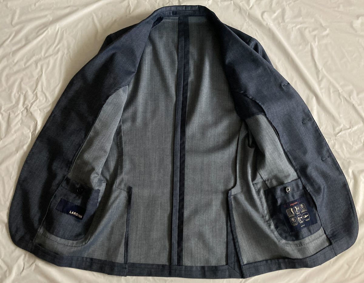 美品 LARDINI 新ロゴ ラルディーニ 44 テーラードジャケット ネイビー 
