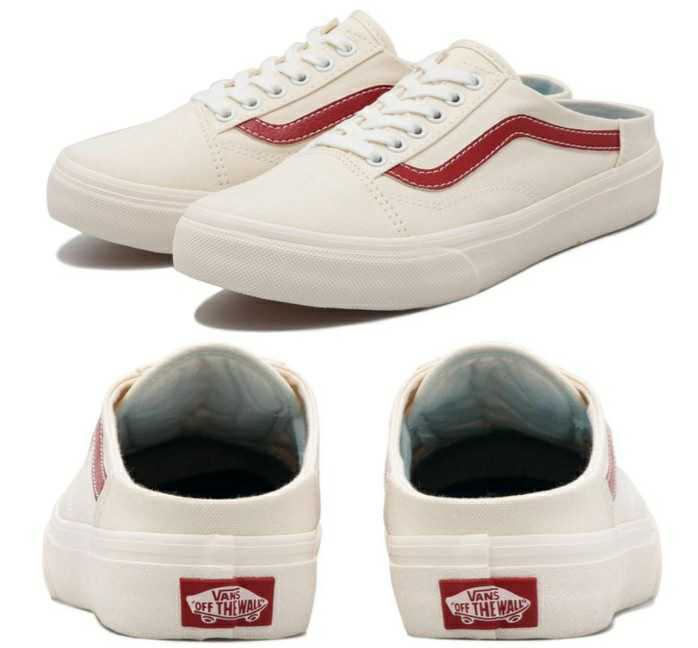 衝撃の逸品!定7150円!伝家の宝刀名作レッドライン!VANS オールドスクール ミュール高級スリッポン スニーカー!限定完売ホワイト!新品!26cm