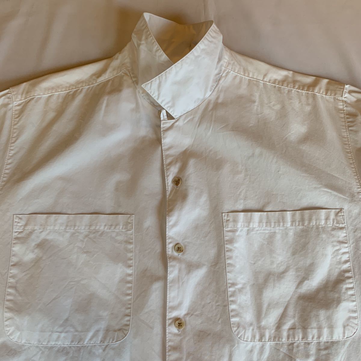80s BANANA REPUBLIC WHITE OPEN COLLAR SHIRT ヴィンテージ ビンテージ バナナリパブリック 開襟 白シャツ オープンカラーシャツ 70s 80s Republic Banana T-SHIRT MEN メンズM相当&frasl;eaa655816