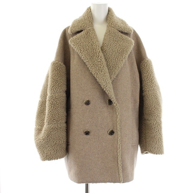collageコラージュ　ボアピーコート(美品) クラネ CLANE 19AW ボアコンビネーションコクーンピーコート Pコート