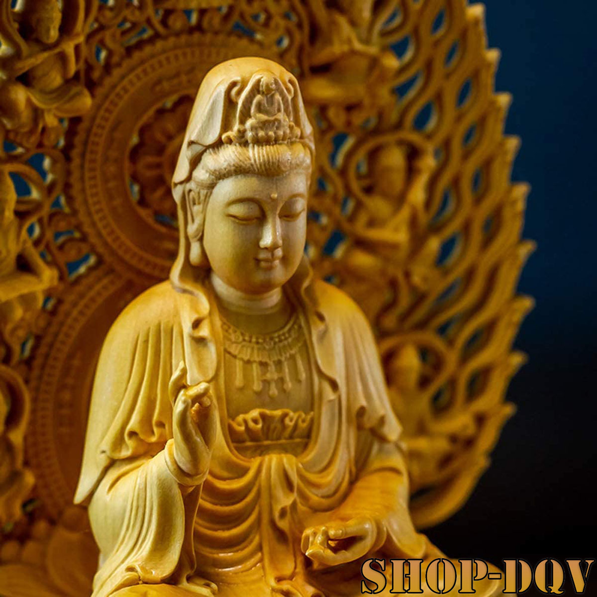 仏像 木彫り 観音像 観音菩薩 置物 木製 観音木彫 仏壇 観音菩薩」の 