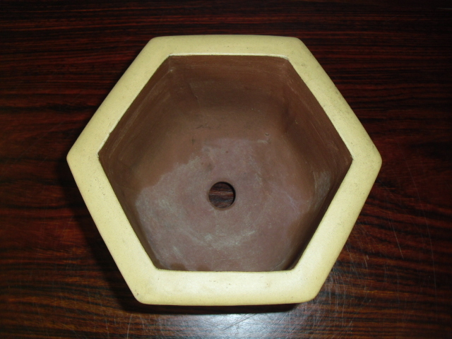 晃喜園』 No．482☆中国古鉢：外縁六角鉢：巾16.7cm☆
