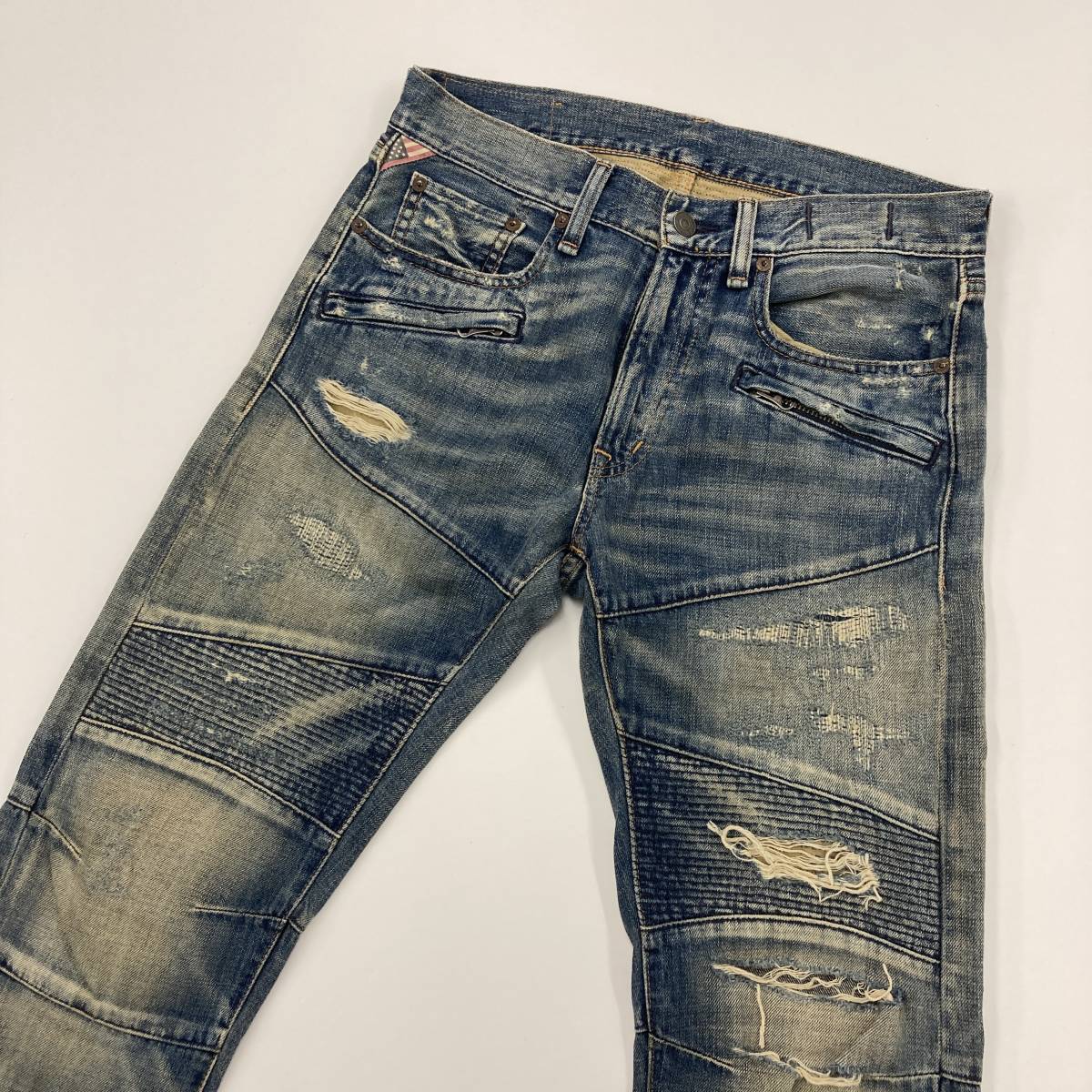 DENIM&SUPPLY デニムサプライ ダメージ加工 バイカーデニムパンツ W29 