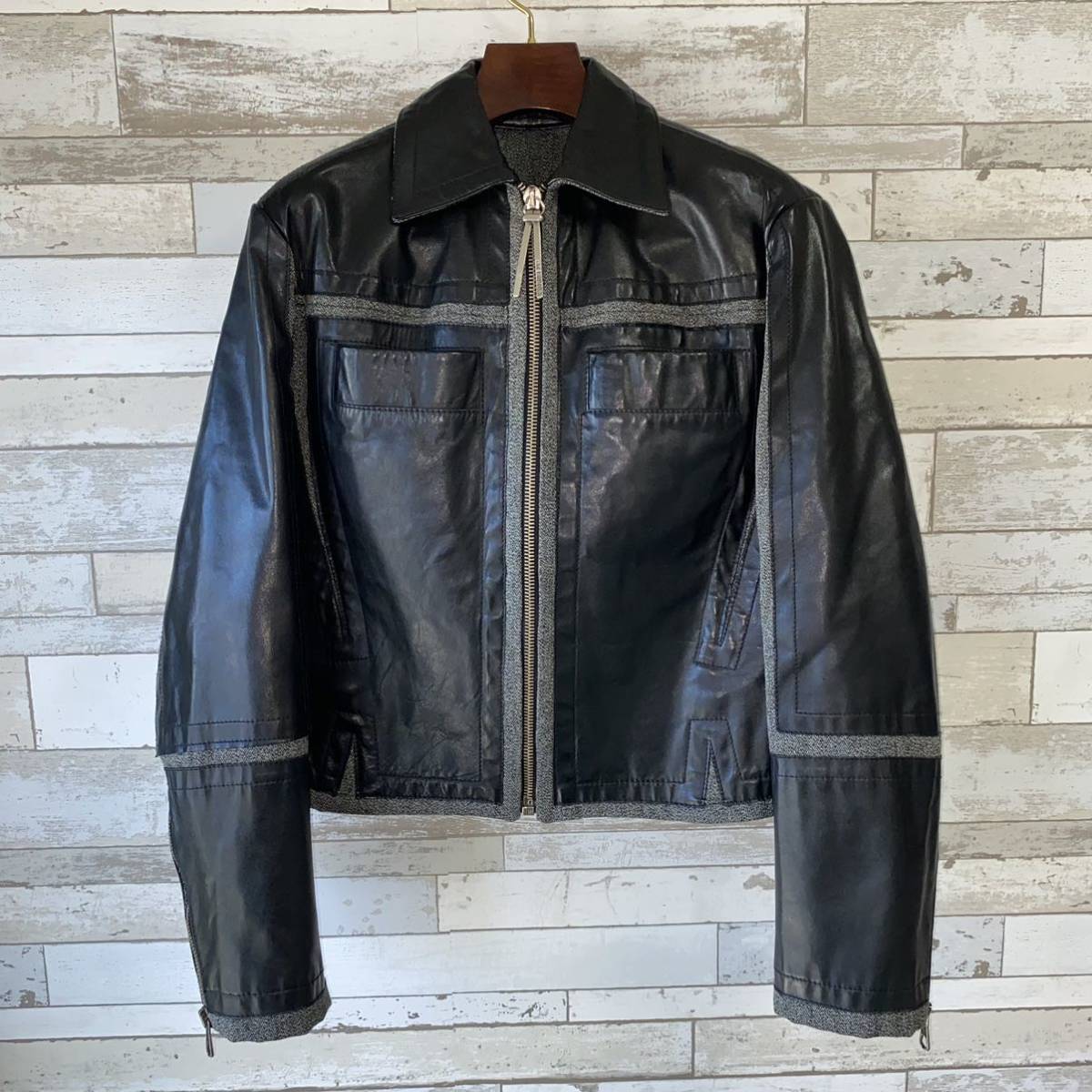 DIRK BIKKEMBERGS 00s ウールジャケット レザーベスト ファー 中古 