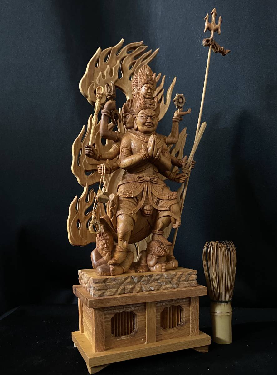 珍品 総ケヤキ材 仏教工芸品 木彫仏像 最高級品 仏師手仕上げ品
