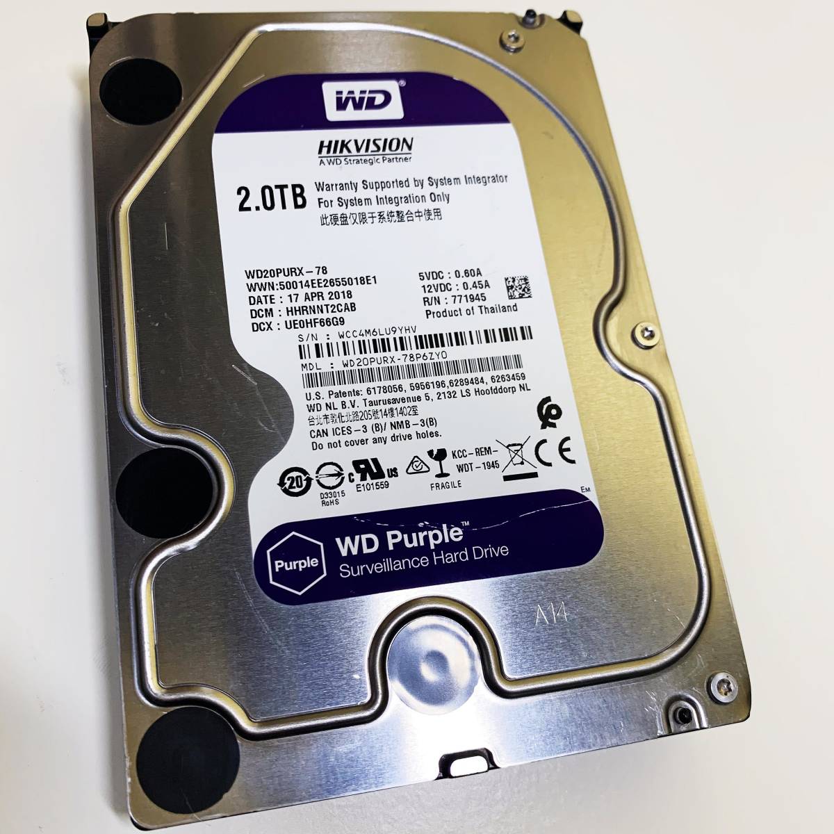 2TB Purple Surveillance 3.5 WD Western Hard Digital HDD Internal 