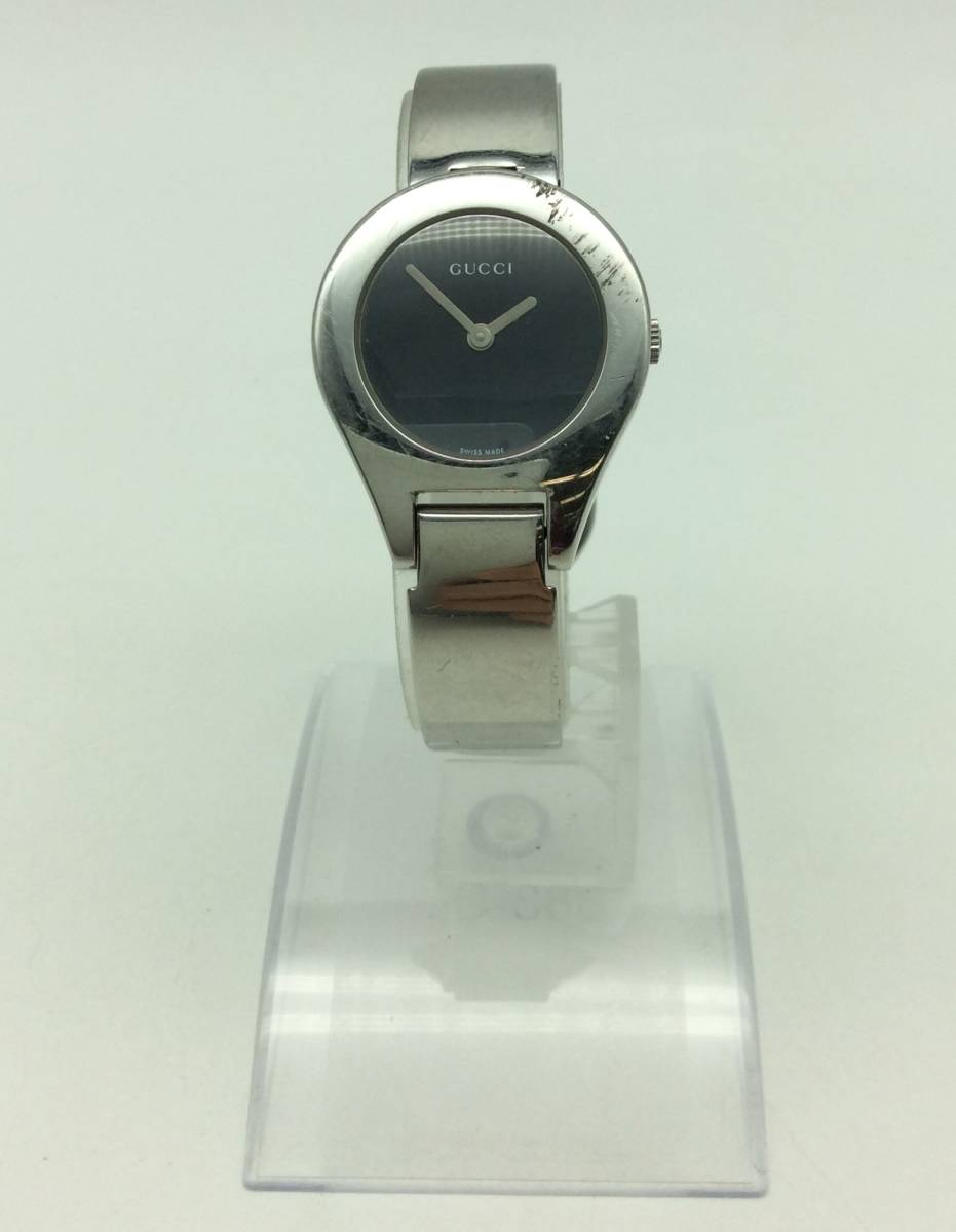 □1円～□ GUCCI グッチ 6700L SS QZ 電池交換済み 2針 黒 文字盤