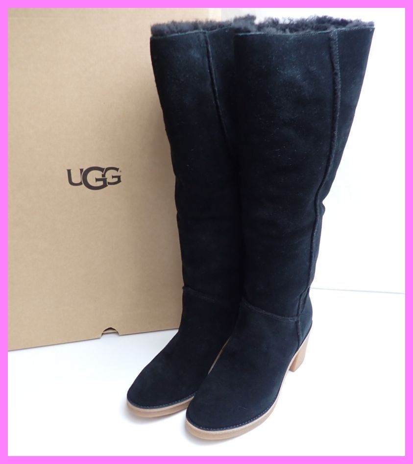 ★未使用 UGG/アグ ケーセントール ロングブーツ 9/レディース26cm相当/ブラック/スエードレザー/内側ファー/1018937/外箱付#1627800181