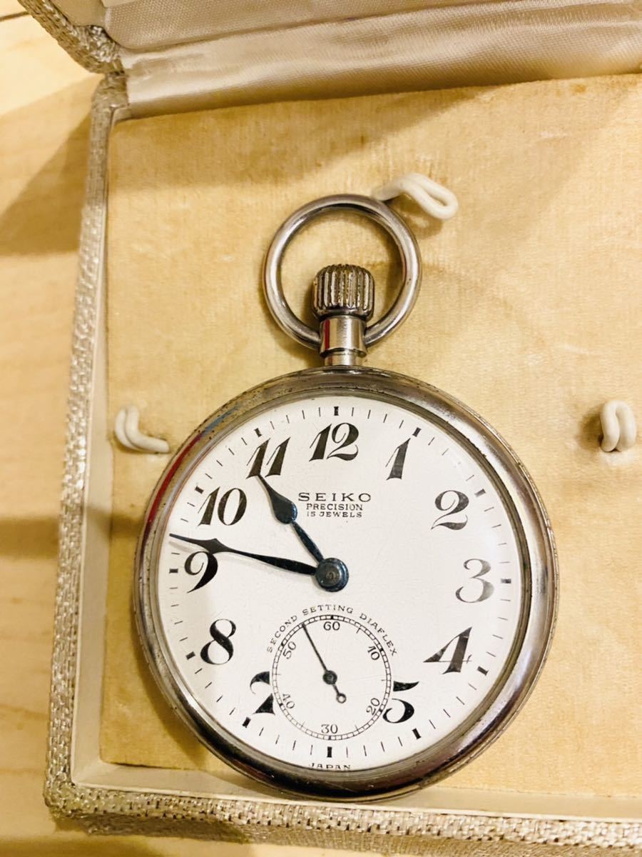 懐中時計 手巻き SEIKO PRECISION セイコー 15石 プレシジョン 青針
