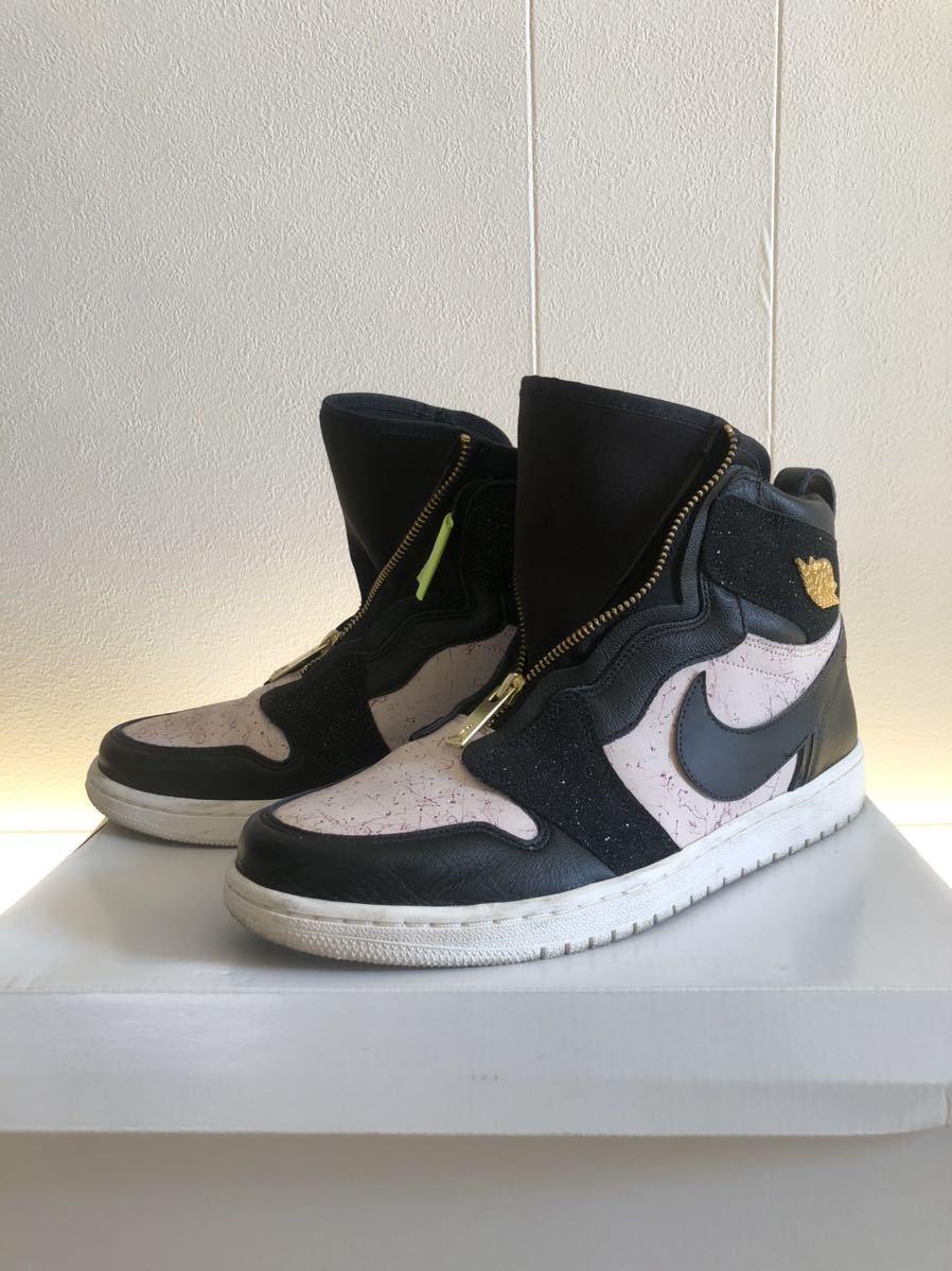 27.5cm Nike WMNS Air Jordan 1 High Zip + Swoosh カスタム US10.5 