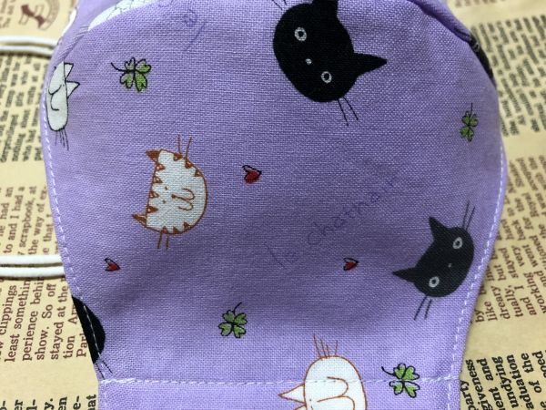 ハンドメイド☆ かわいい猫柄のインナーマスク ル・シャノワール 白 
