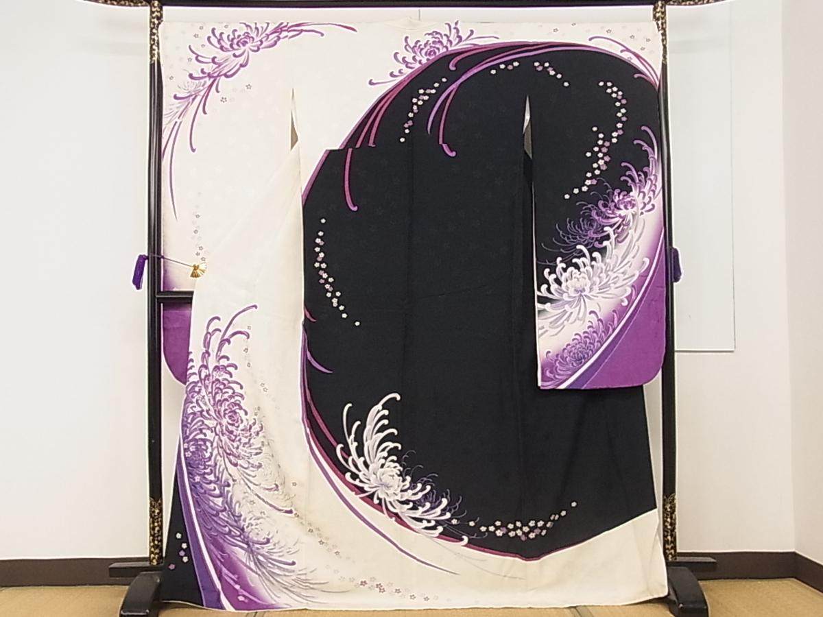 平和屋1□豪華振袖・長襦袢セット 花蝶文 暈し染め 金銀彩 逸品 