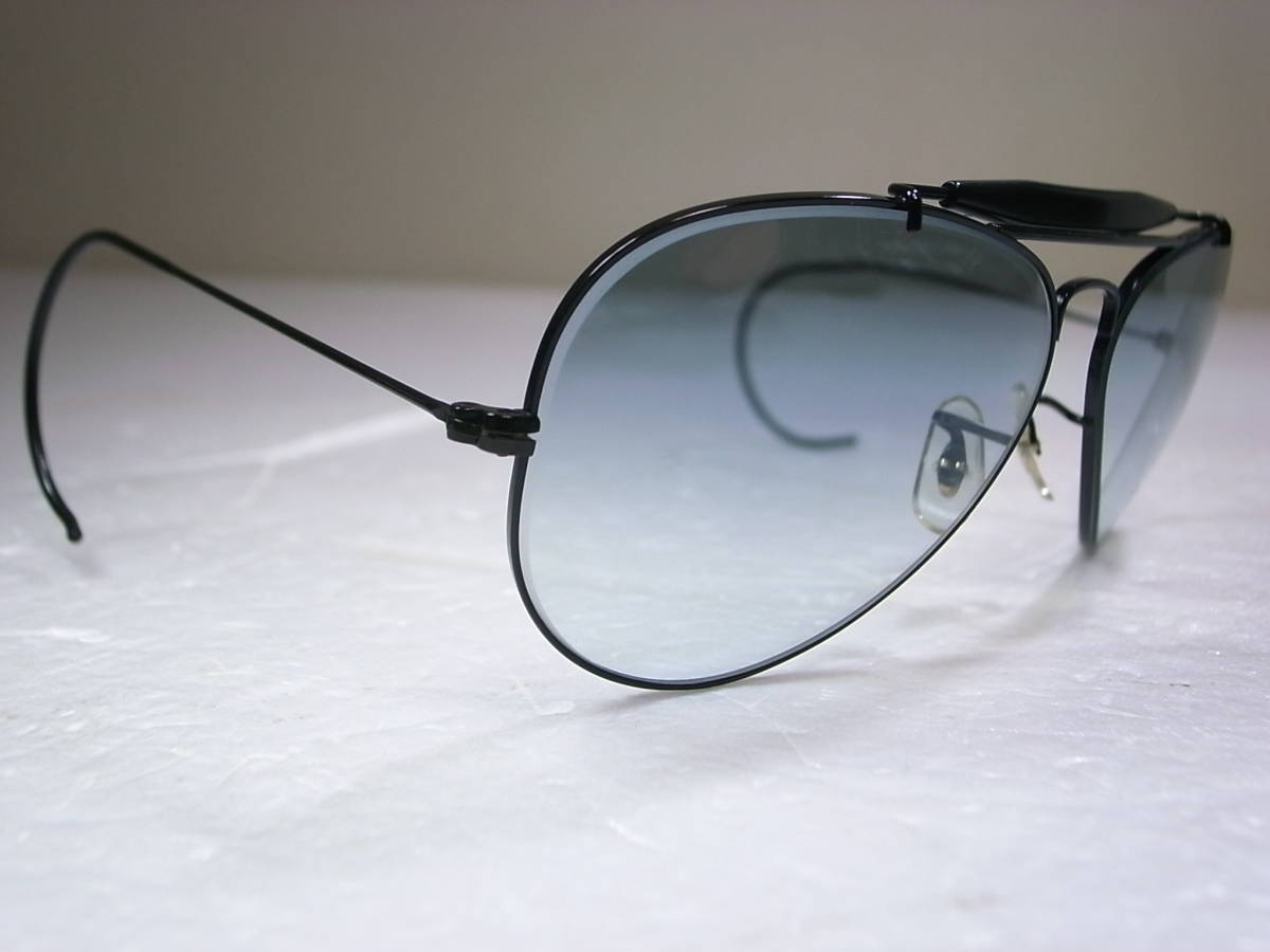 B&L レイバン アウトドアーズマン 70's 調光 ハーフグレイ 米国製 ビンテージ ボシュロム RAYBAN USA ブリッジ表記上下逆個体 ブラック アウトドアーズマン レイバン B&amp;L 希少70s・激レアB&amp;L 調光 希少70's