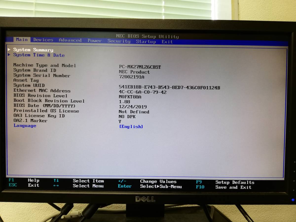 NEC MK27ML i5 Bios確認 ジャンク 191A NEC -necデスクトップpc(NEC)の