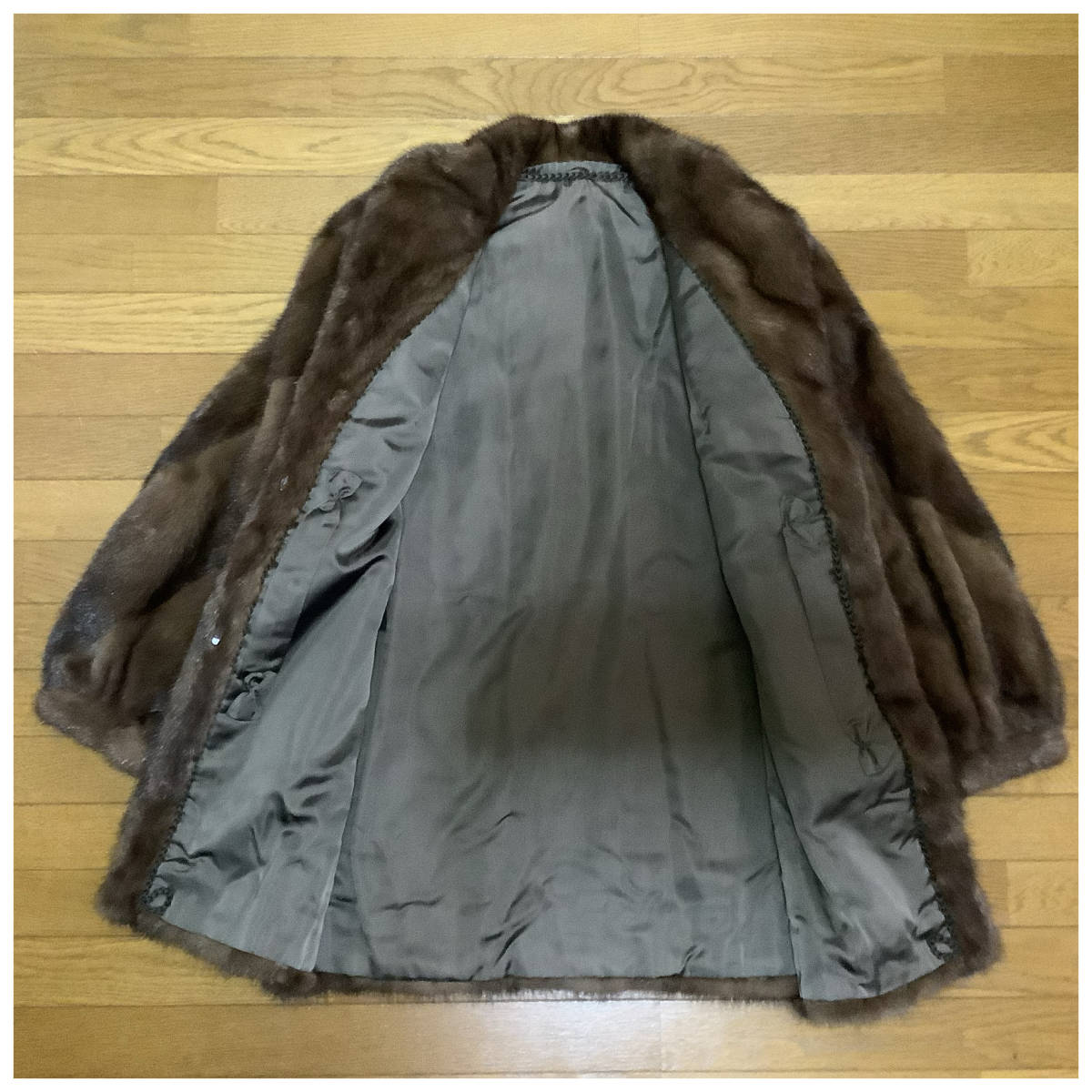 MINKFUR ミンクファー⁄本毛皮⁄ブラウン系色⁄袖太⁄ファーコート