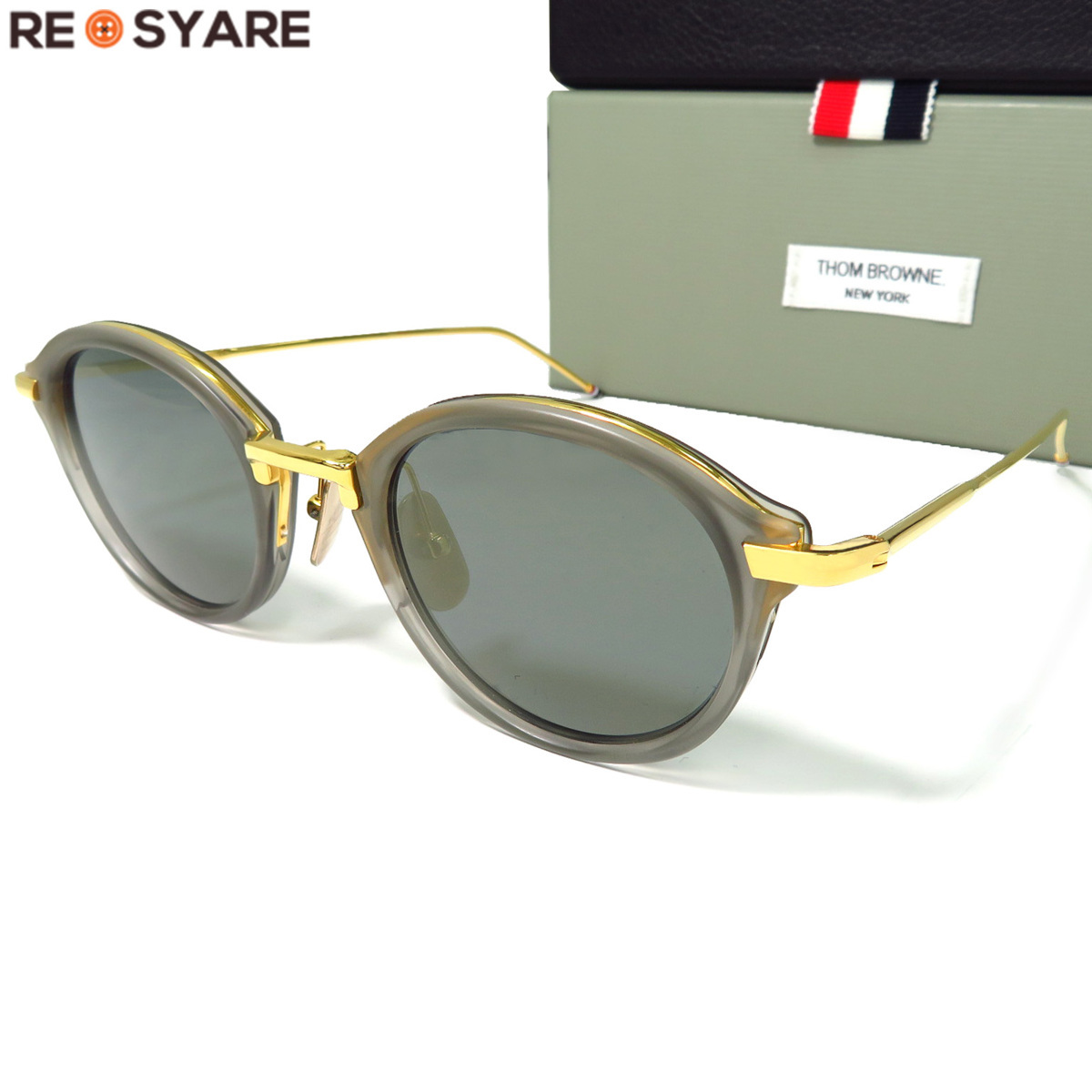美品 THOM BROWNE トムブラウン TB-011 G-T ボストン カラーレンズ 