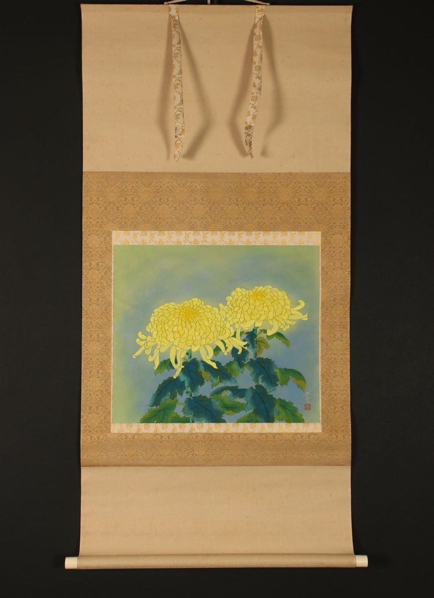  模写 一灯 pp3046 太尾芳生 菊図 共箱 京都日本画家協会会員 徳島の人(花鳥、鳥獣)｜売買されたオークション情報、yahooの商品情報をアーカイブ公開 - オークファン 花鳥、鳥獣