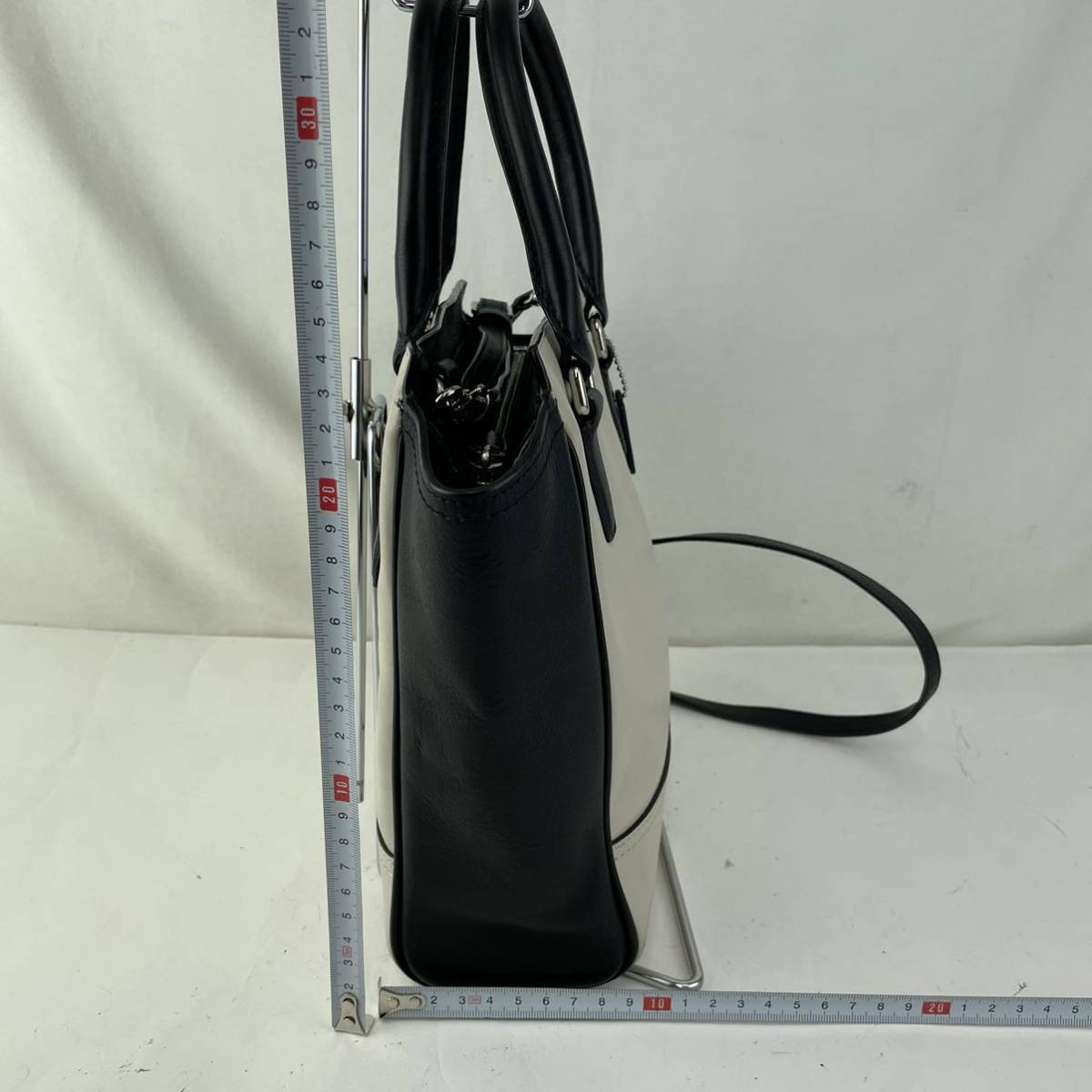 COACH コーチ トートバッグ レザーバイカラー (ホワイト×グレー 