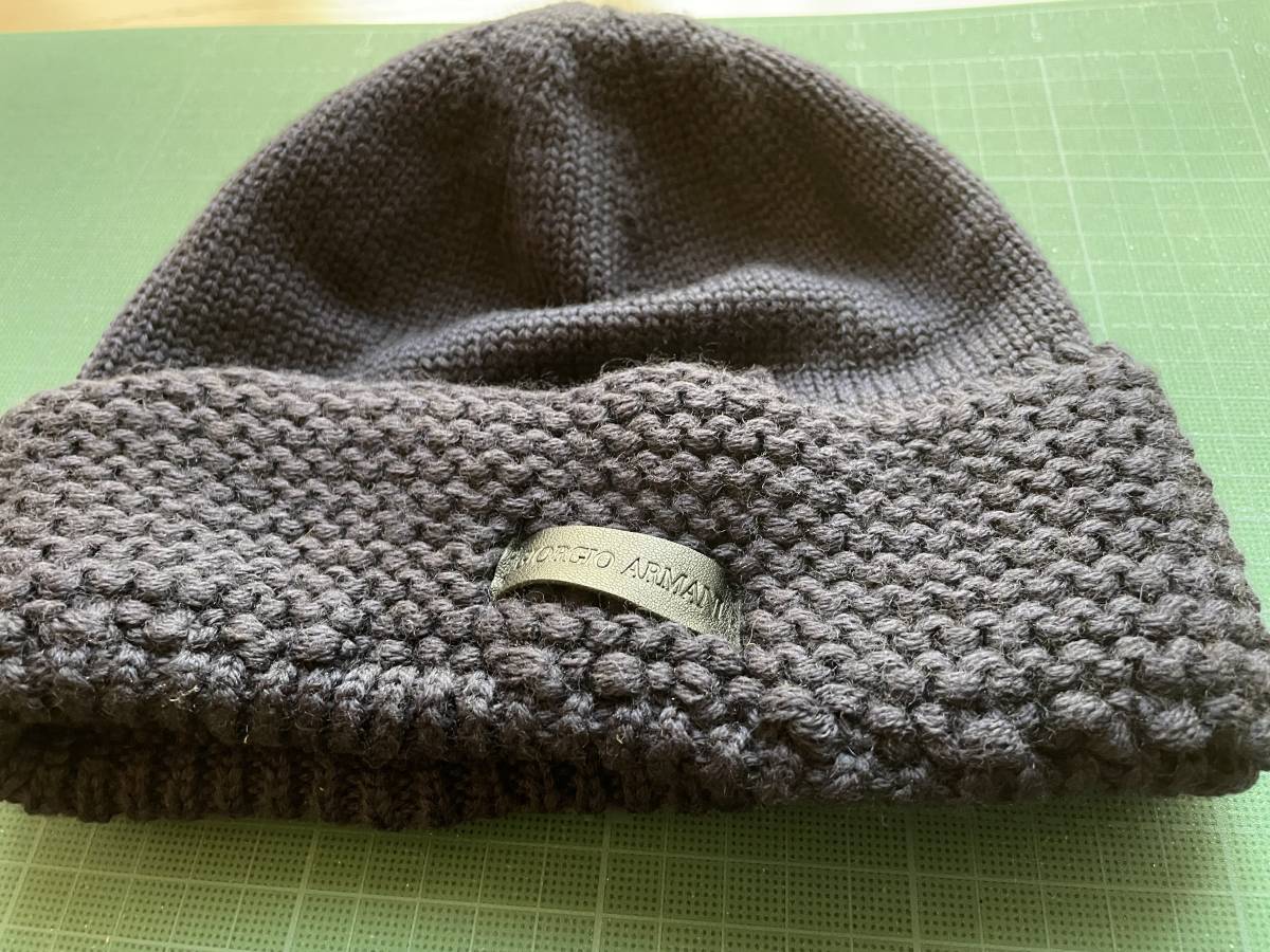 GIORGIO ARMANI ニット帽 濃紺 Lサイズ ジョルジオアルマーニ 正規・新品]ジョルジオアルマーニ ニットキャップ ニット アルマーニニット帽 ニットキャップ