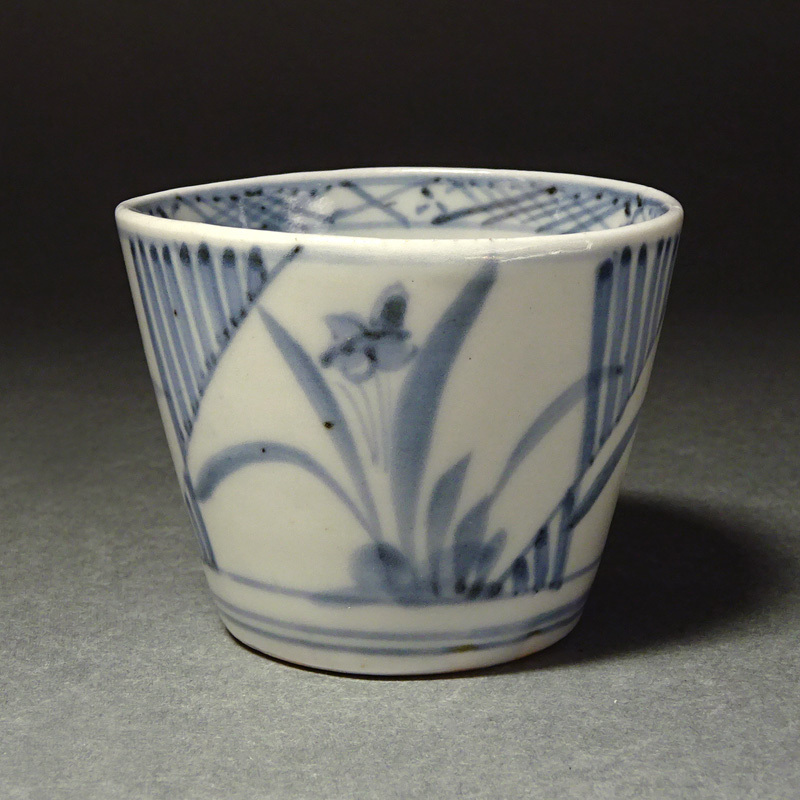 CW125 時代物【東製】薩摩焼 錫蓋 色絵 菊竹雀文 茶壺 高10.7cm 木箱附