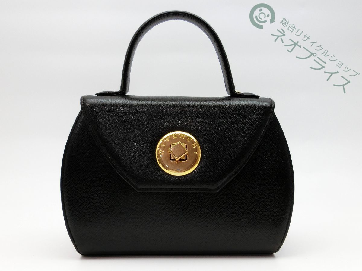 ◇Z9946 GIVENCHY ジバンシー ターンロック ロゴ金具 レザー ハンド 