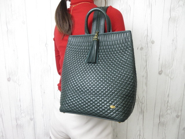 極美品 BALLY バリー ボディバッグ リュックサック ショルダーバッグ バッグ レザー 緑 2WAY 44518