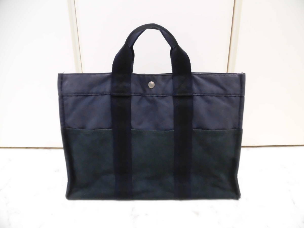 エルメス ネイビー HERMES トートバッグ キャンバス フールトゥMM 