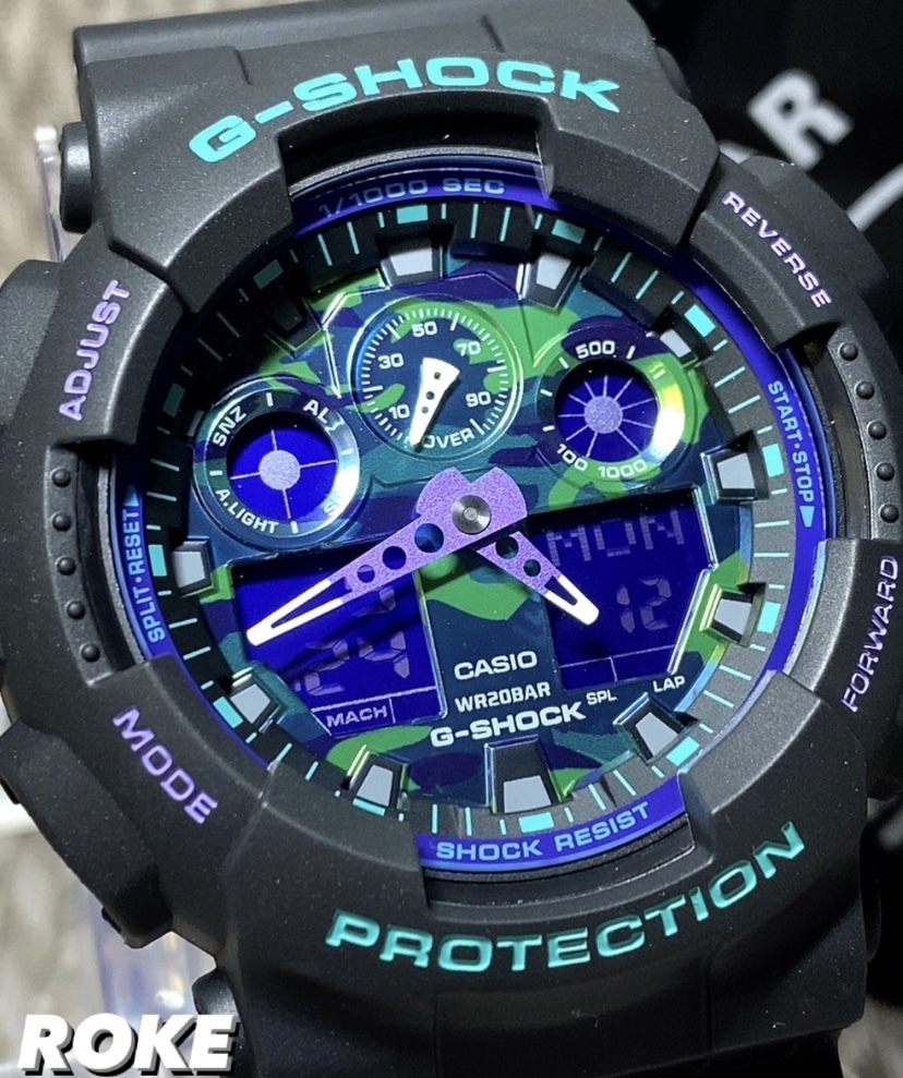 新品 G-SHOCK Gショック ジーショック カシオ CASIO 正規品 腕時計 アナデジ 腕時計 多機能腕時計 ブルー迷彩 ウォッチ メンズ ブラック
