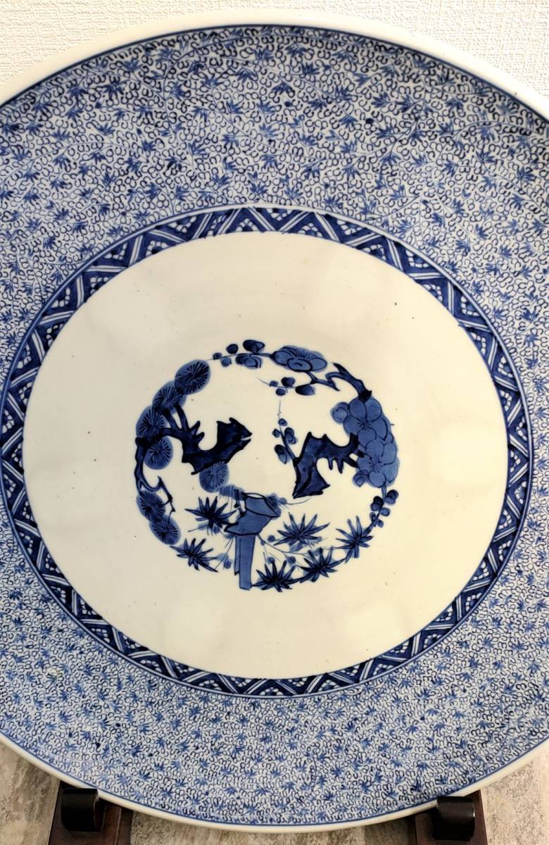 古伊万里 染付 微塵唐草文 大皿/江戸期 47cm 【公式通販】