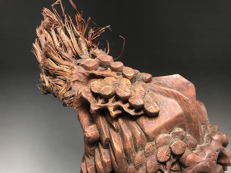 骨董　竹根彫寿老人　約30cm 竹根 竹根彫 寿老人 人物 中国美術 古美術 置物 飾物 竹造 彫刻 唐物