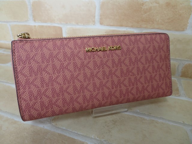 MICHEAL KORS マイケルコース 長財布 35F8GTVZ3B ピンク ロゴ ラウンド 
