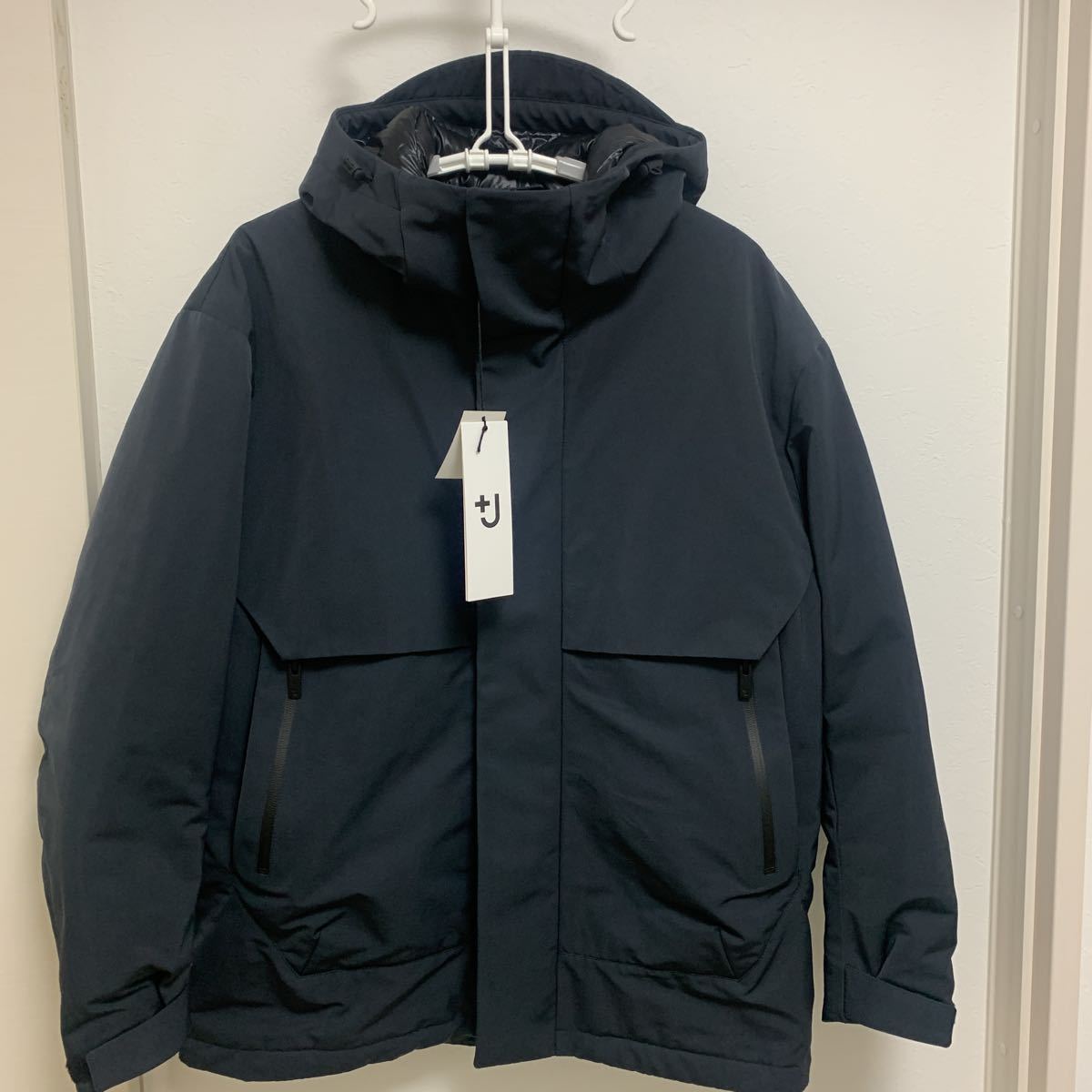 美品】 +J ハイブリッドダウンオーバーサイズパーカ ブラック ジル 