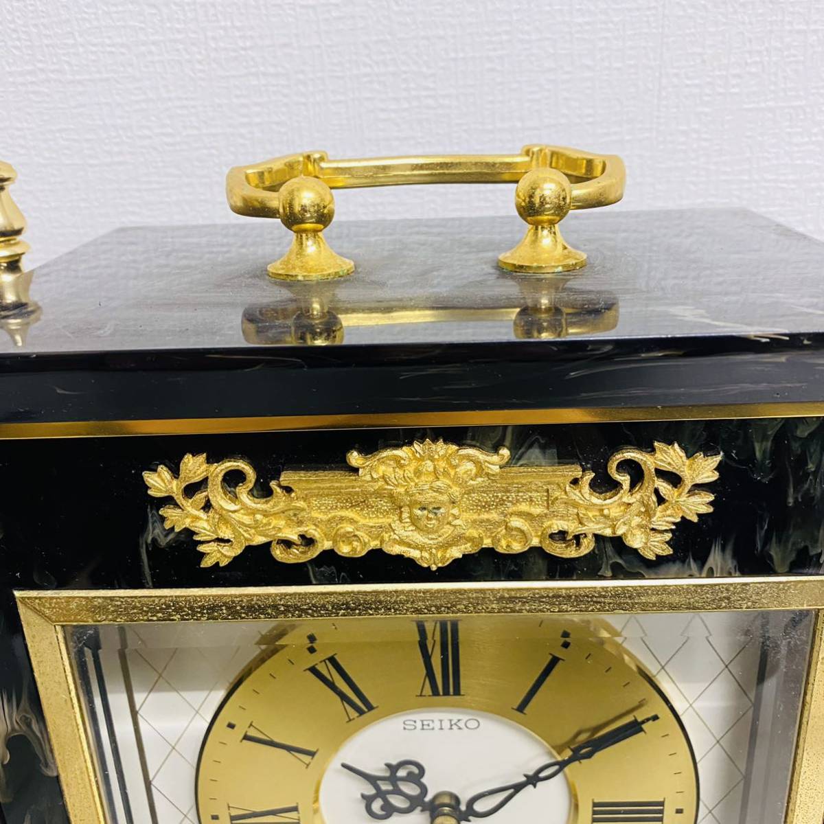 SEIKO 高級置時計 大理石風 天使 シーソー QUARTZ クオーツ 昭和レトロ 