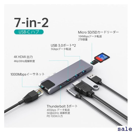 ＿＿＿ USB 2020/2019/2018/2017/2016対応 o ハ Pro MacBook 7in1 ハブ C 137_3