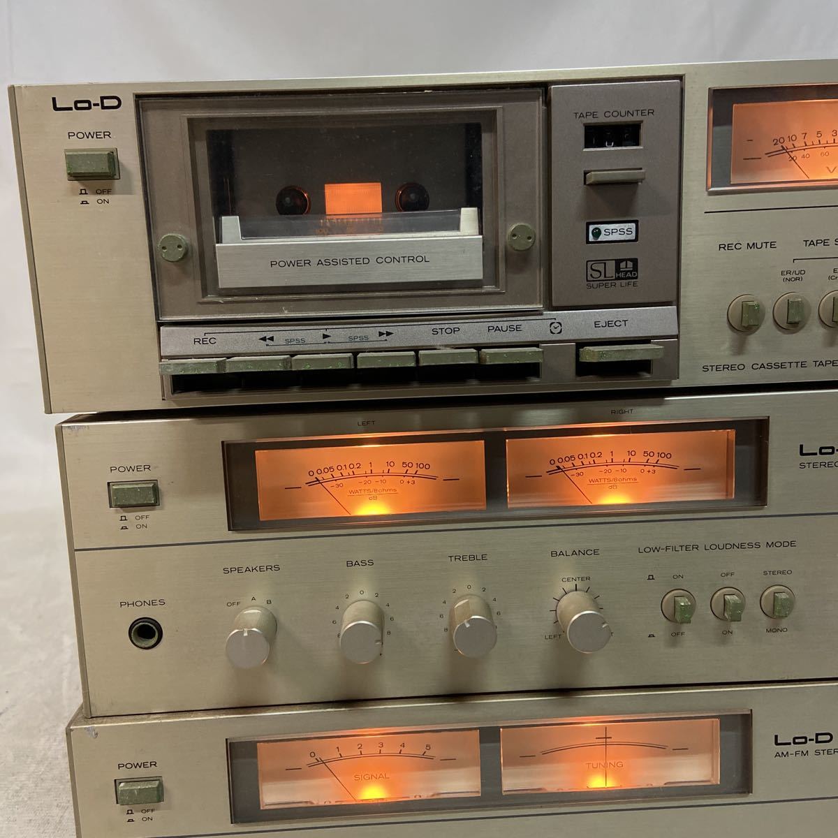 日立 LO-D ステレオカセットデッキD-50s、ステレオアンプHA-390。他